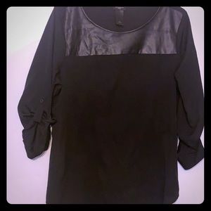 Ann Taylor Petite Blouse with Leather detail